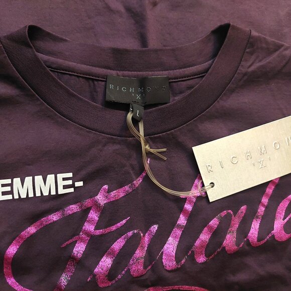 Richmond X Purple Femme Fatale Long Sleeve Graphic Tee Shirt Sz L NWT - Picture 5 of 10